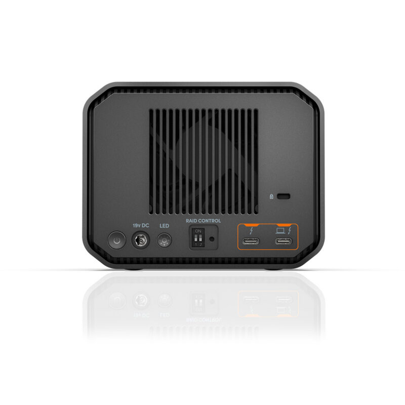 SDP_G-RAID_MIRROR_Back SanDisk Professional G-RAID Mirror - rear Thunderbolt 3 ports.