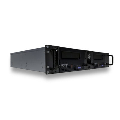 Symply-SYPR2_LTO9_ANGLE_DUAL Symply Pro 2U Rackmount - angle showing rack handles