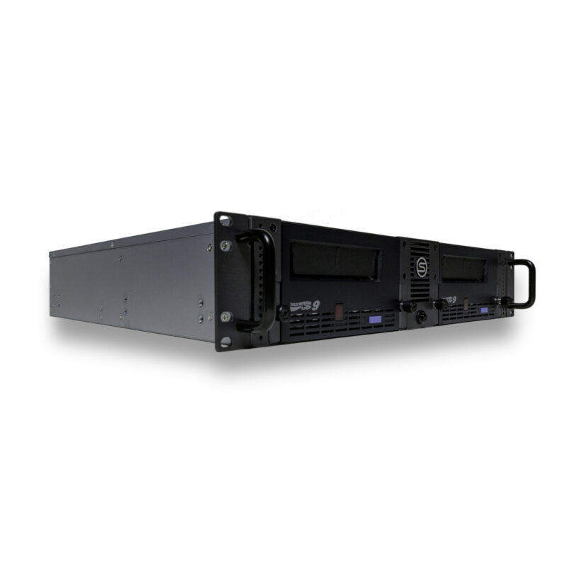 Symply-SYPR2_LTO9_ANGLE_DUAL Symply Pro 2U Rackmount - angle showing rack handles