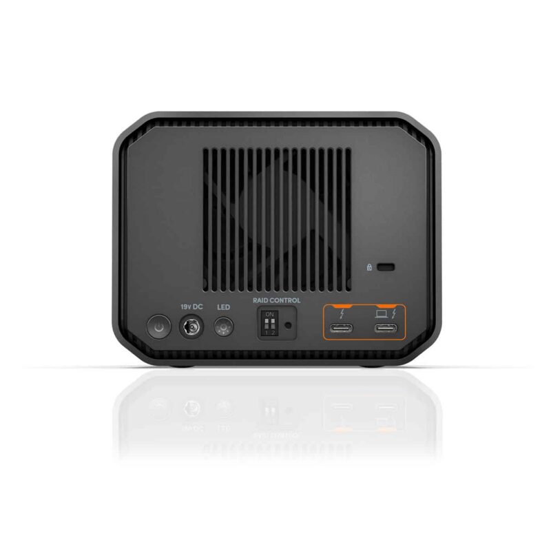 Product: SanDisk Professional G-RAID PROJECT 2, Back G-RAID Project 2 rear - Thunderbolt ports, RAID switch and Fan