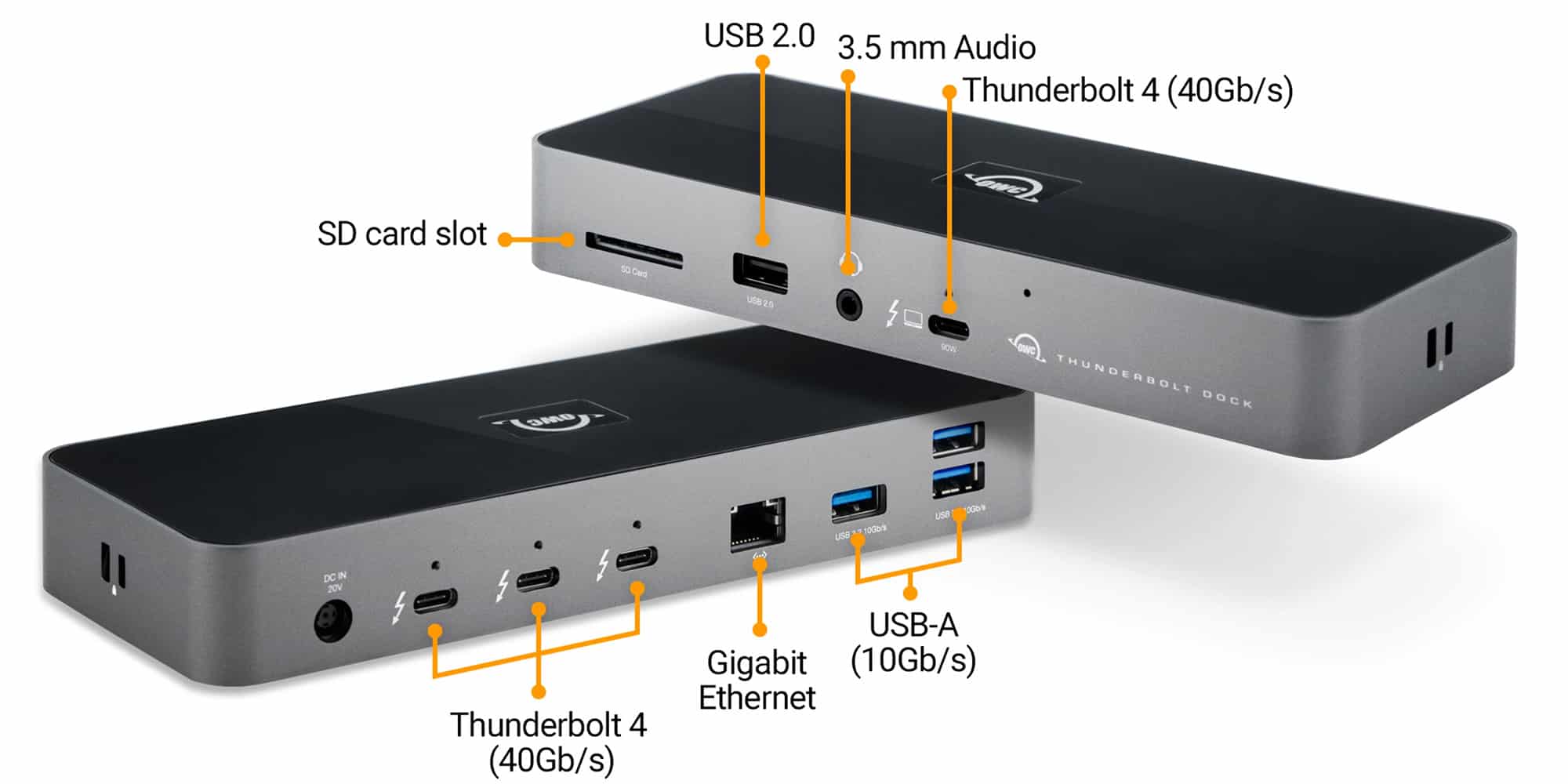 OWC 11 Port Thunderbolt Dock - connections