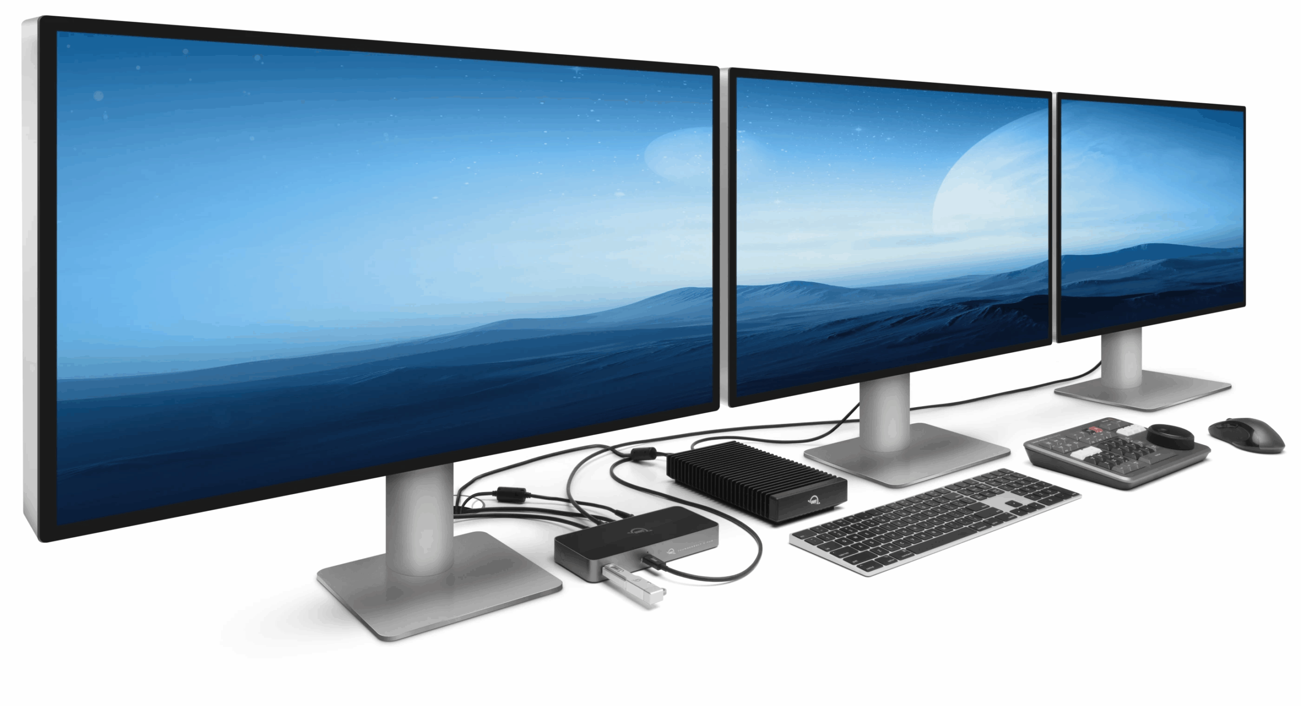 OWC Thunderbolt 5 Hub with 3 monitors